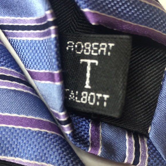 Robert Talbott Carmel light blue with purple diagonal stripes. Hand Sewn - Picture 7 of 9